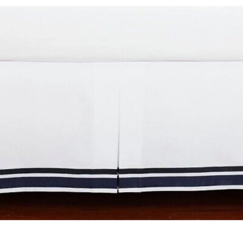 Pottery Barn Kids White and Navy Striped Crib Bedding Set